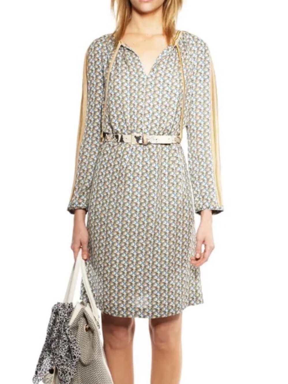 Tory Burch Silk Dress Promenade Retro Elephant Print With belt.